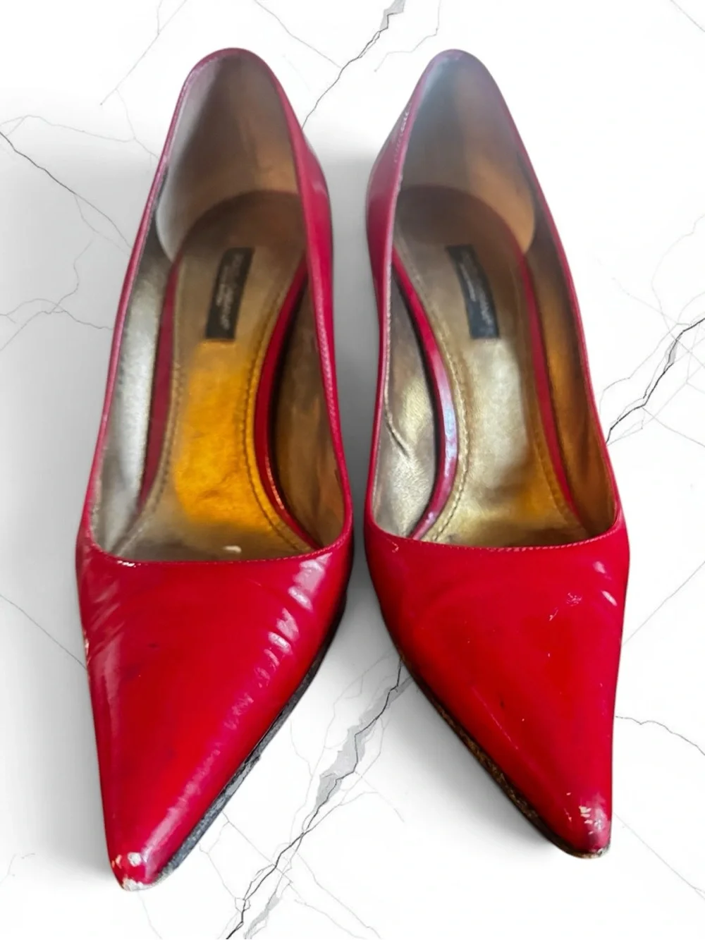 DOLCE & GABBANA Red Potent Leather Pointy Stiletto EU 37.5